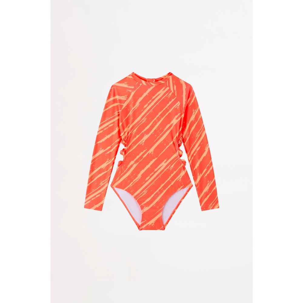 Seafolly Girls Palm Cove Knot Side Paddlesuit - Coral NWT size 16
